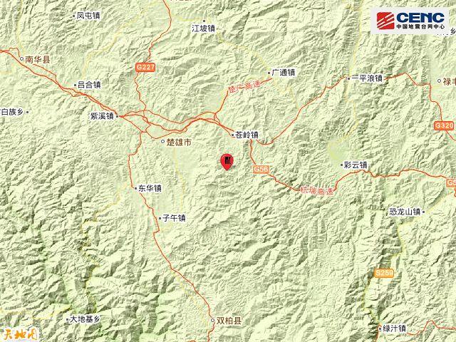 云南楚雄州楚雄市发生4.7级地震